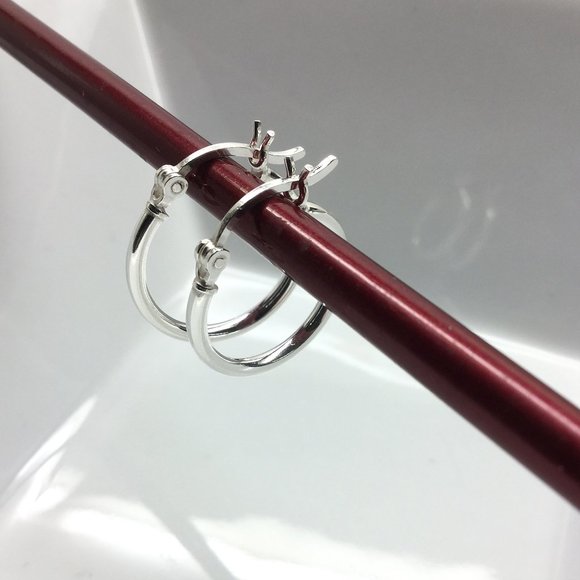 Sterling Silver Hoop Huggies Earrings - Picture 7 of 7